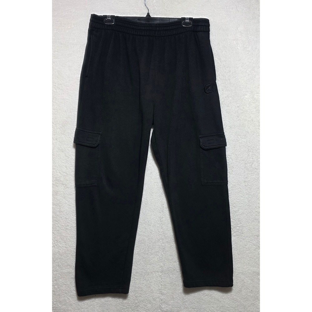 Ecko Function Men's Black Fleece Cargo Sweatpants Large Embroidered Logo Joggers